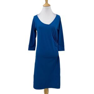 Mountain Hardwear Dress Womens M Medium Blue Ruched Sides Quarter Sleeve Outdoor